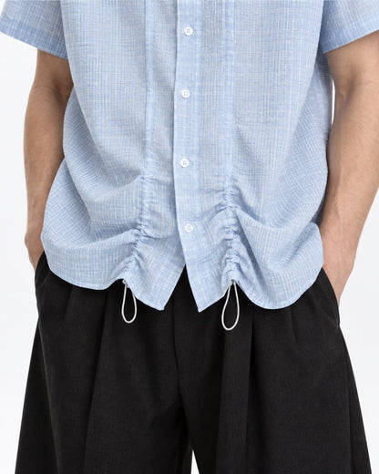 Micro-Check Shirt with Drawstring Hem