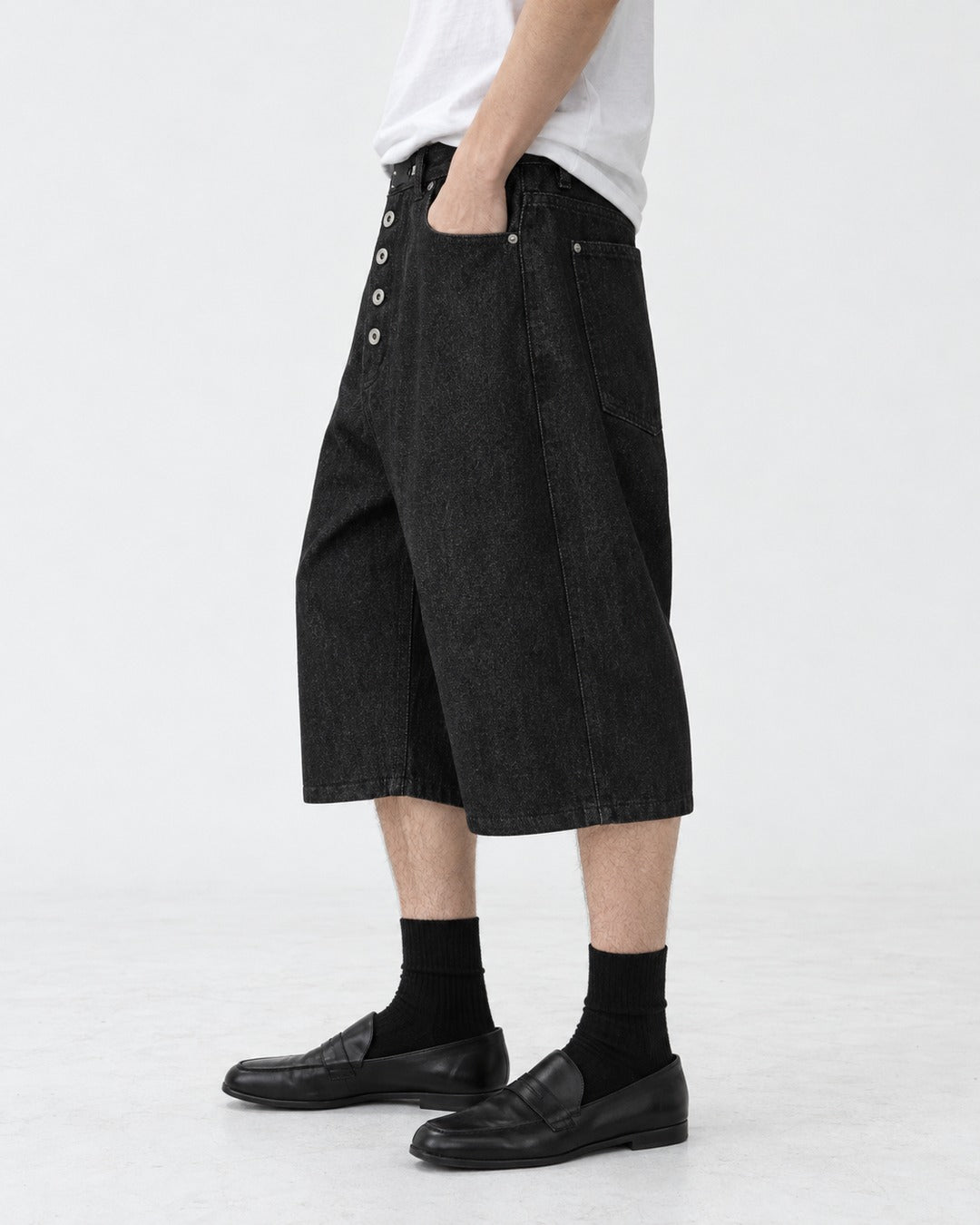 Eyelet-Detail Denim Shorts