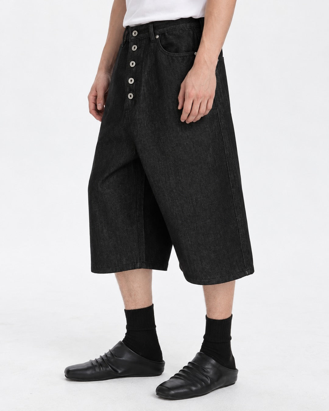Eyelet-Detail Denim Shorts