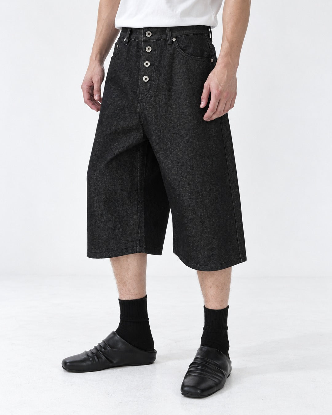 Eyelet-Detail Denim Shorts