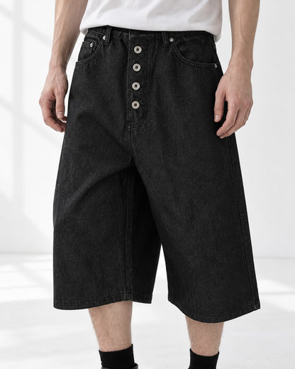 Eyelet-Detail Denim Shorts