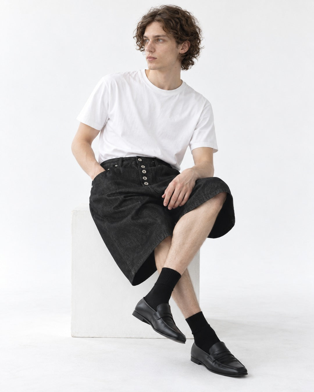 Eyelet-Detail Denim Shorts