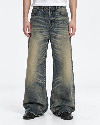 Gradient-Fade Wide-Leg Jeans