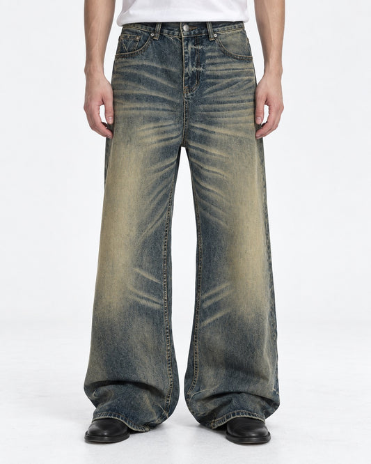 Gradient-Fade Wide-Leg Jeans