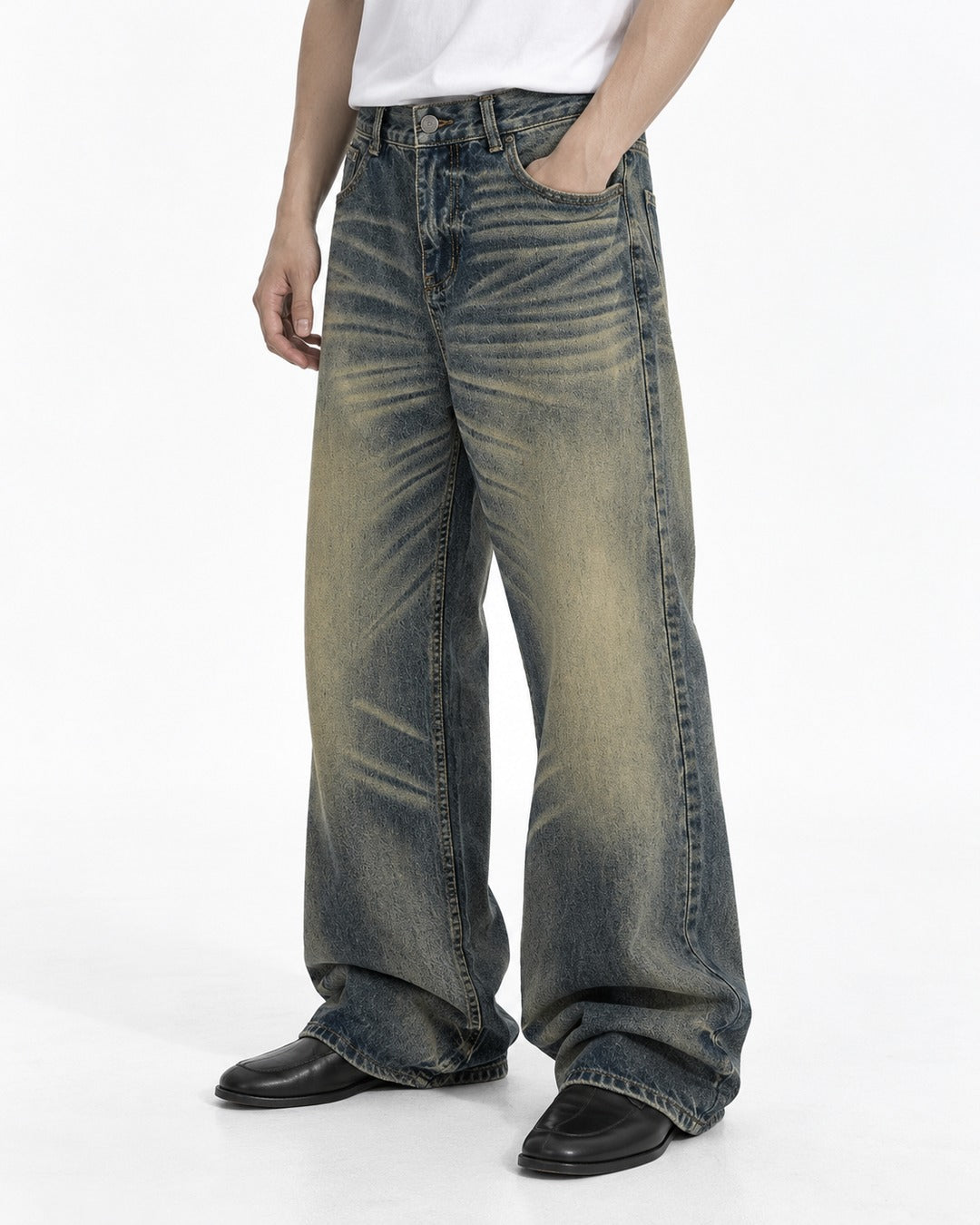 Gradient-Fade Wide-Leg Jeans