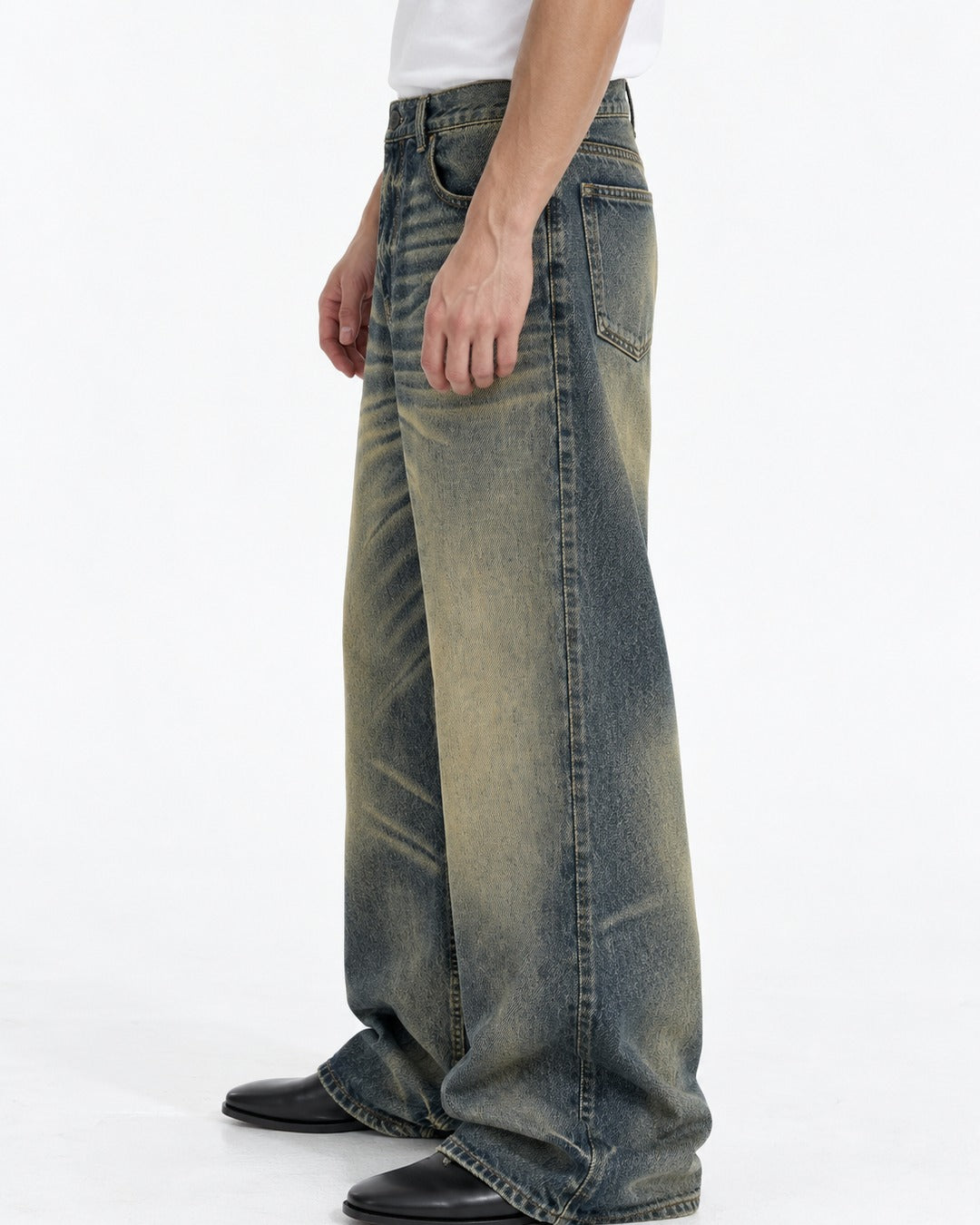 Gradient-Fade Wide-Leg Jeans