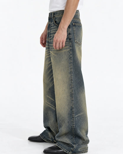 Gradient-Fade Wide-Leg Jeans