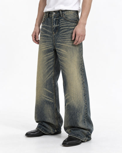 Gradient-Fade Wide-Leg Jeans