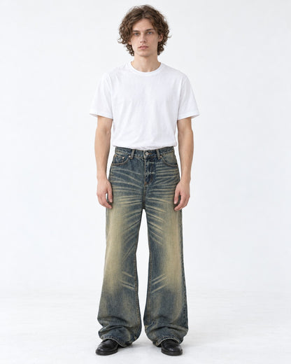Gradient-Fade Wide-Leg Jeans