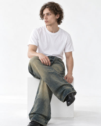 Gradient-Fade Wide-Leg Jeans