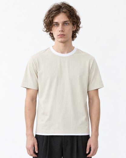 Tee with Contrast Rib Trim