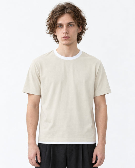 Tee with Contrast Rib Trim