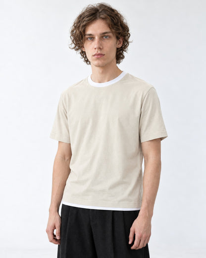 Tee with Contrast Rib Trim