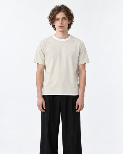Tee with Contrast Rib Trim