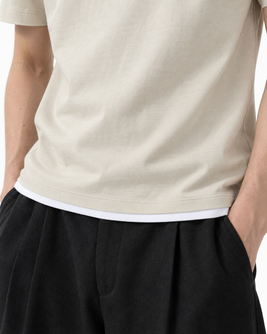Tee with Contrast Rib Trim