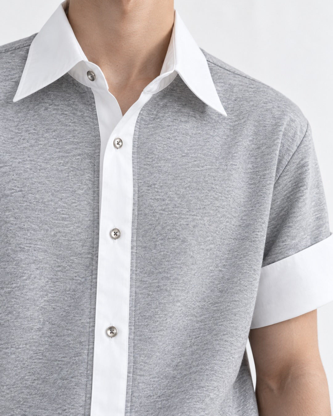 Layered-Look Contrast-Cuff Shirt
