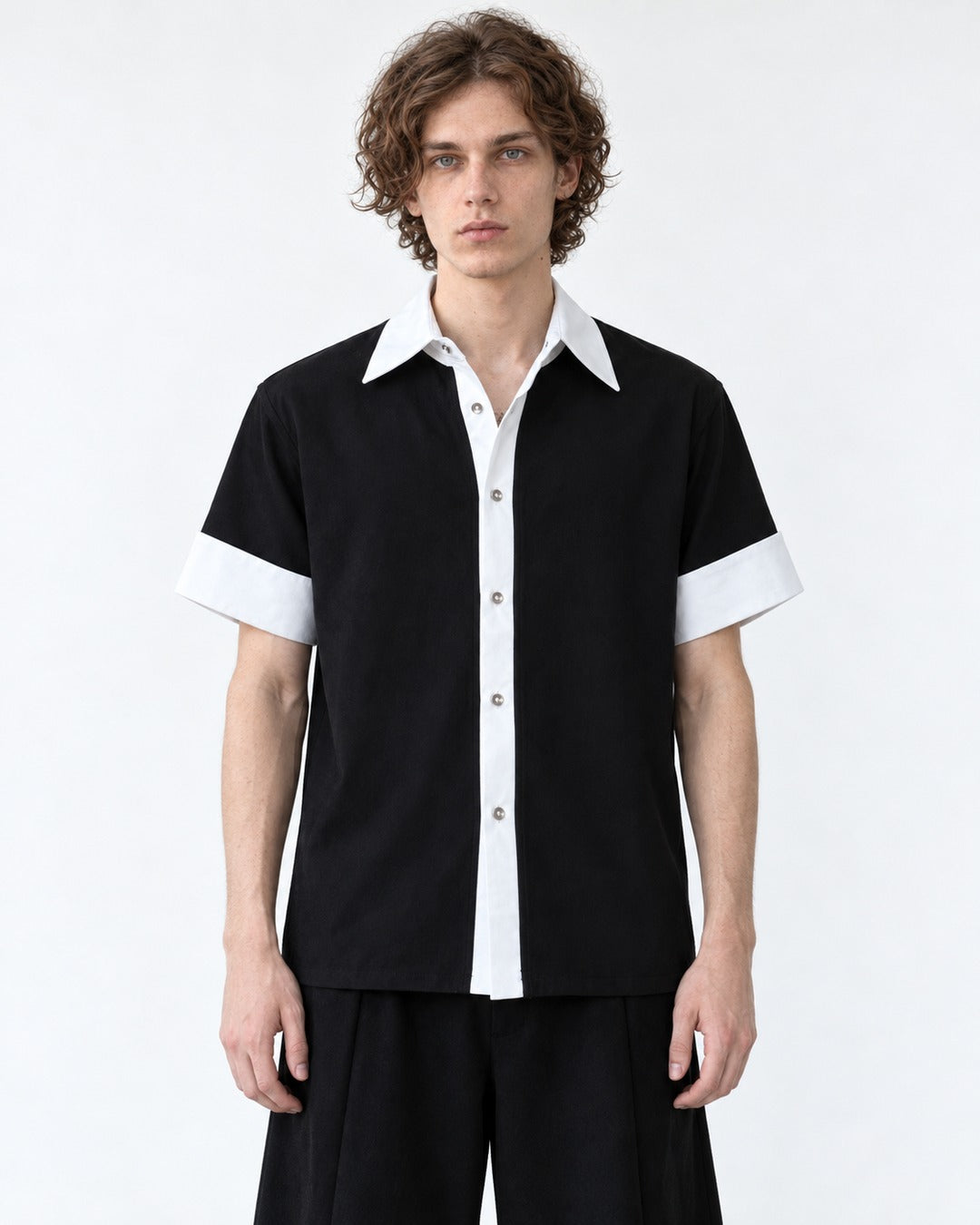 Layered-Look Contrast-Cuff Shirt