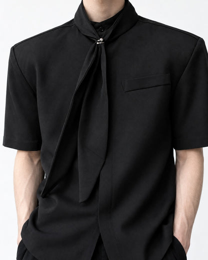 Tie-Neck Short Sleeve Shirt