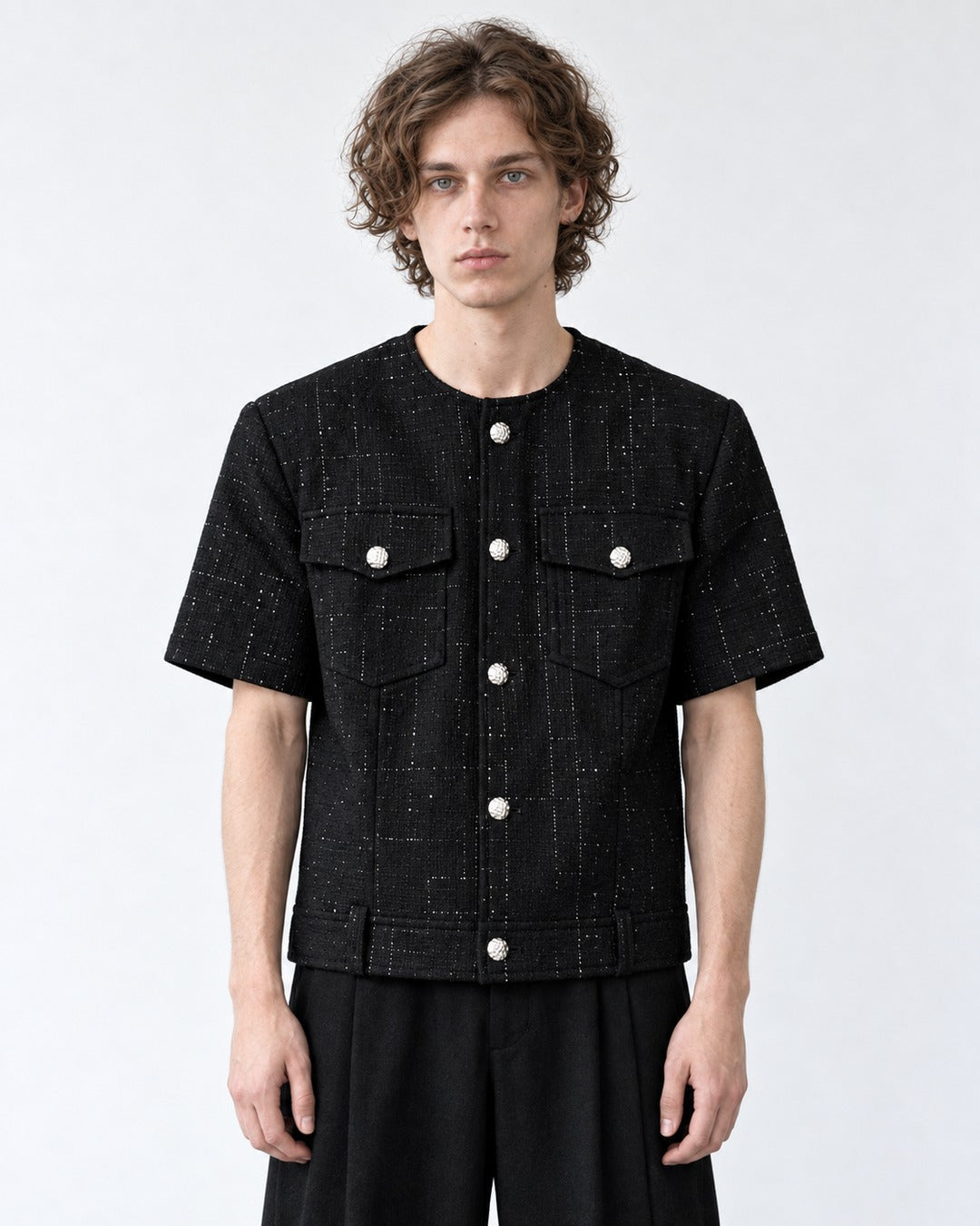 Textured Shirt with Chest Pockets