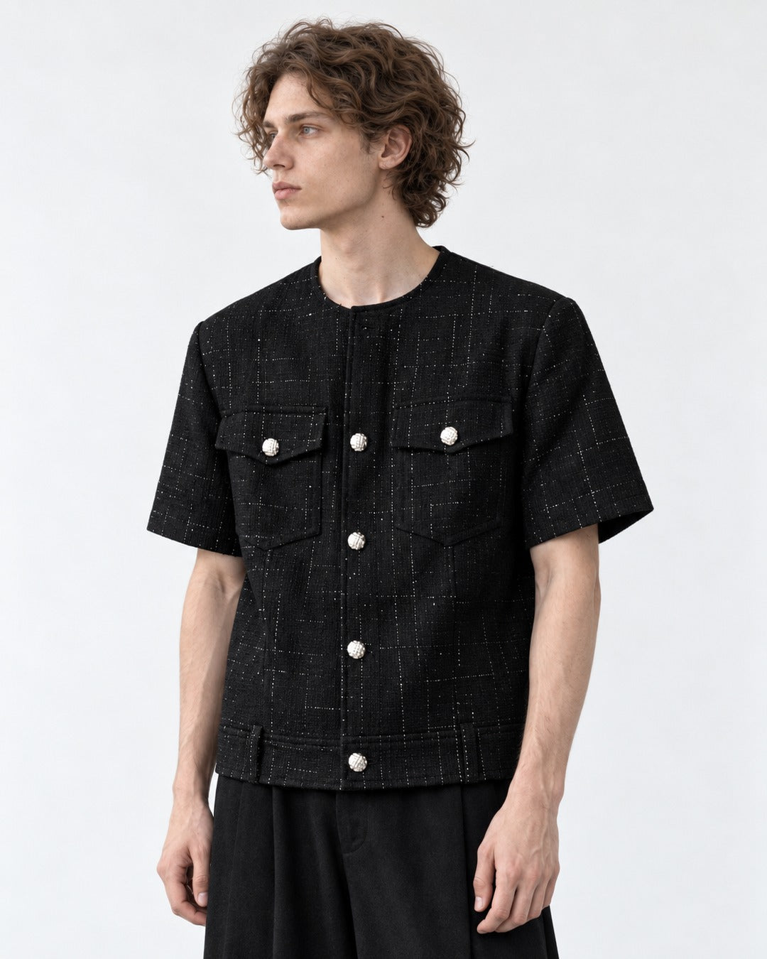 Textured Shirt with Chest Pockets