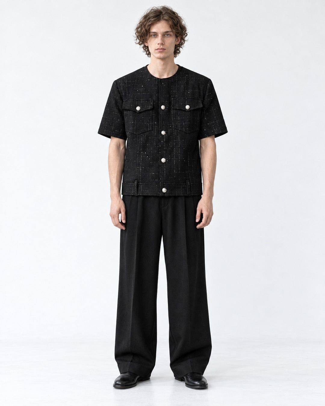 Textured Shirt with Chest Pockets