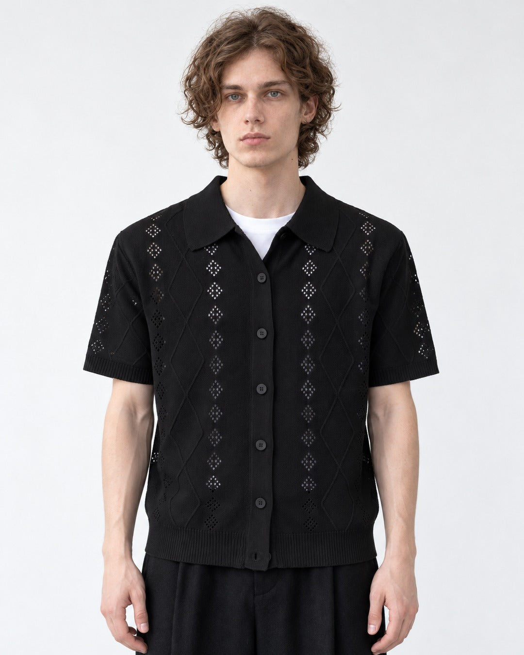 Openwork Diamond-Pattern Shirt