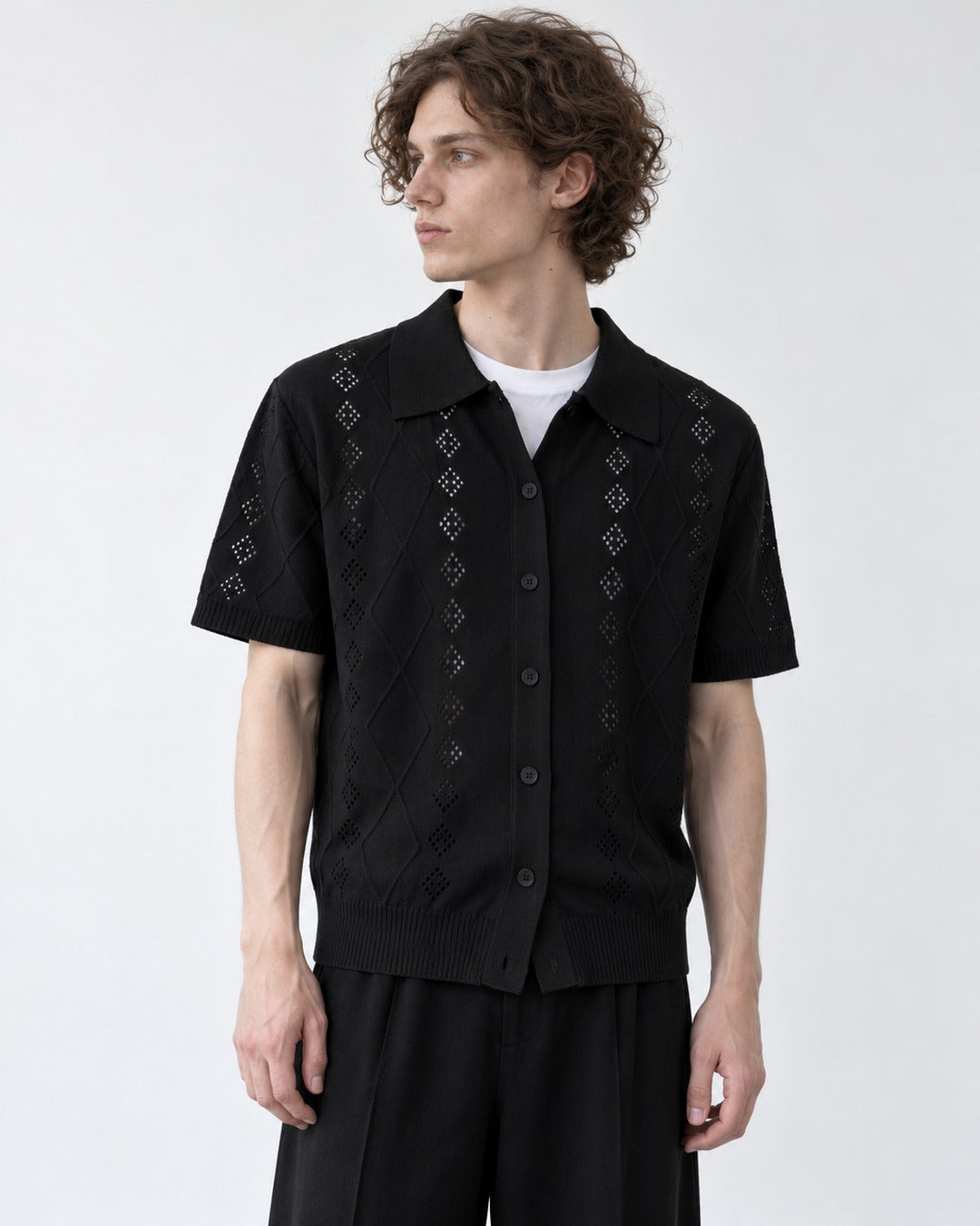 Openwork Diamond-Pattern Shirt