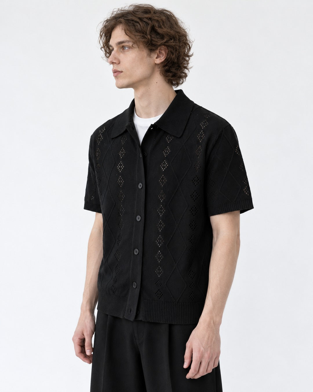 Openwork Diamond-Pattern Shirt