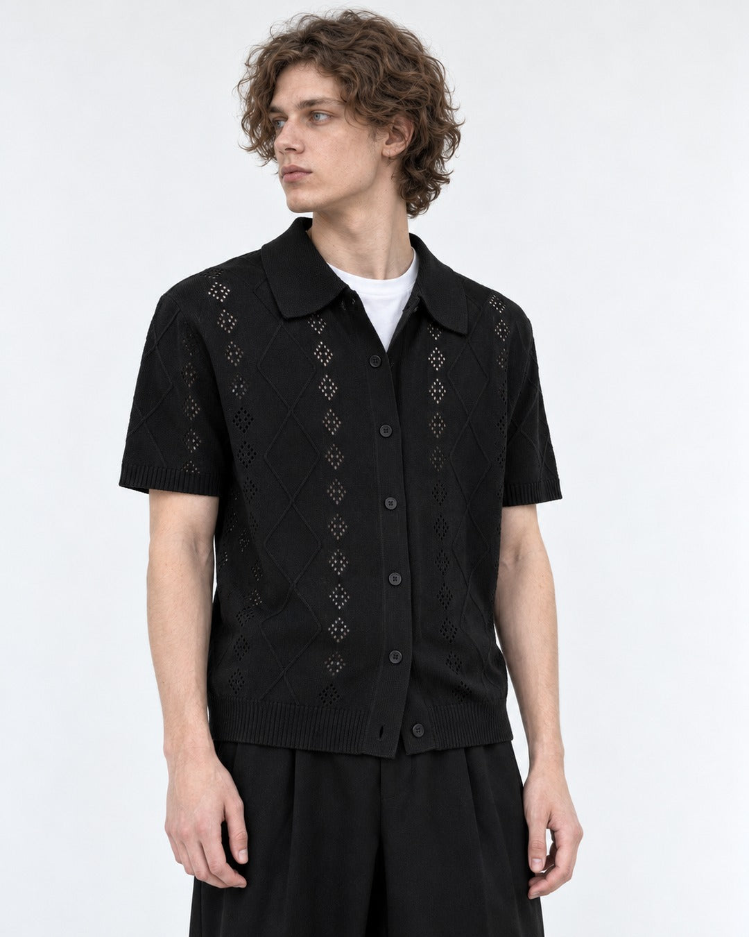 Openwork Diamond-Pattern Shirt