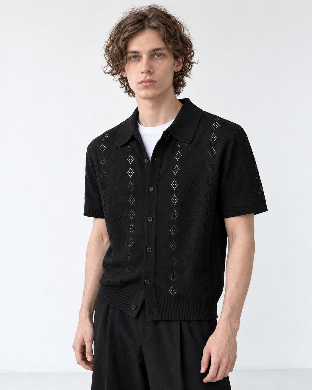 Openwork Diamond-Pattern Shirt