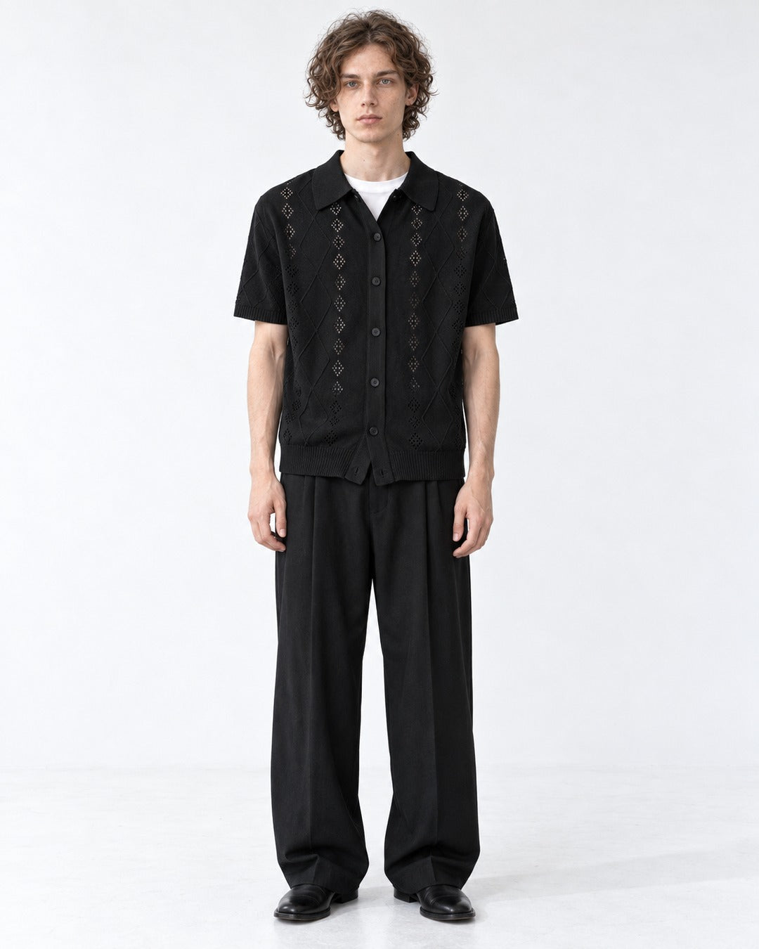 Openwork Diamond-Pattern Shirt