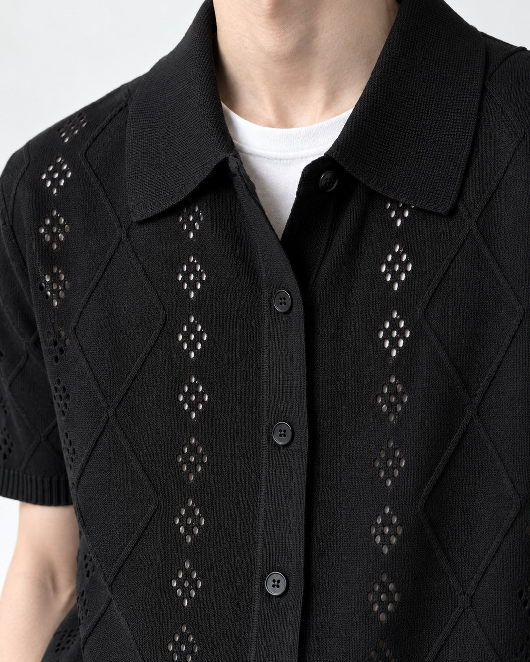 Openwork Diamond-Pattern Shirt