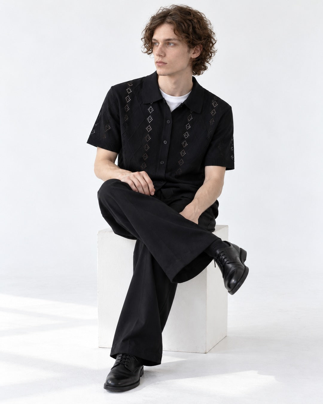 Openwork Diamond-Pattern Shirt