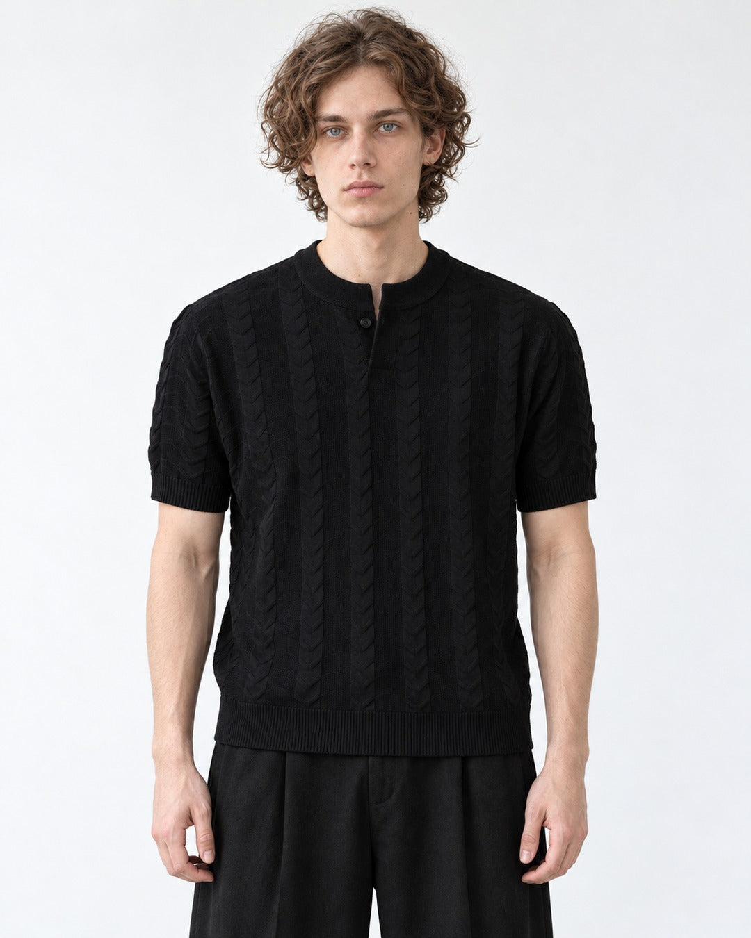 Ribbed Knit Polo