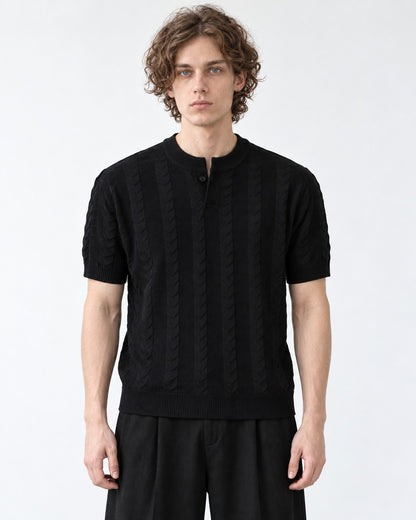 Ribbed Knit Polo