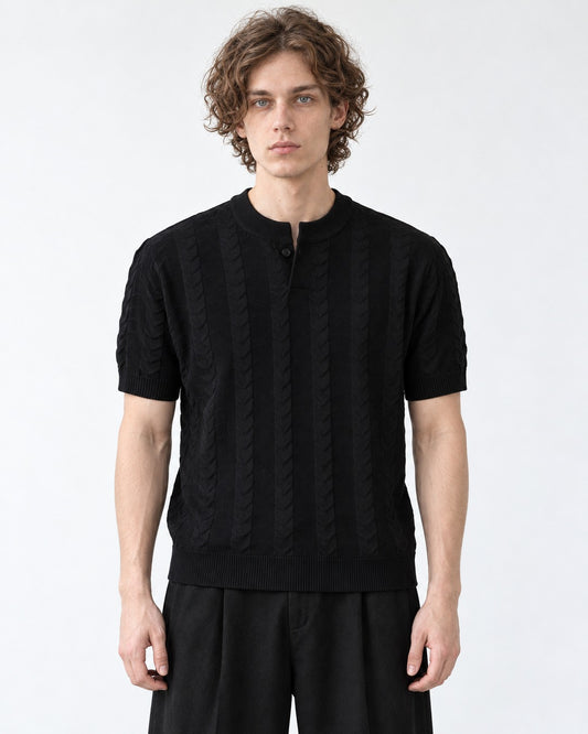 Ribbed Knit Polo