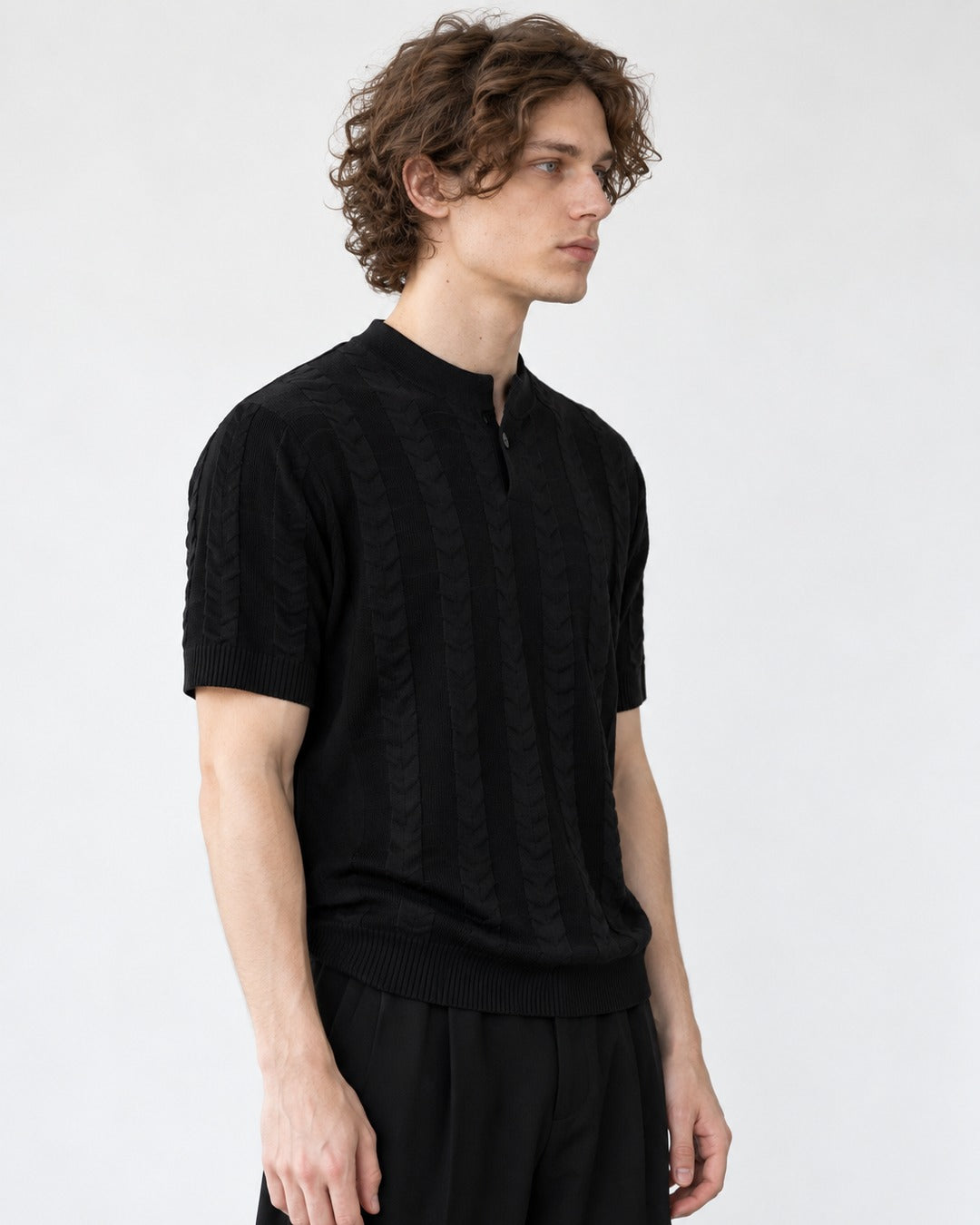 Ribbed Knit Polo