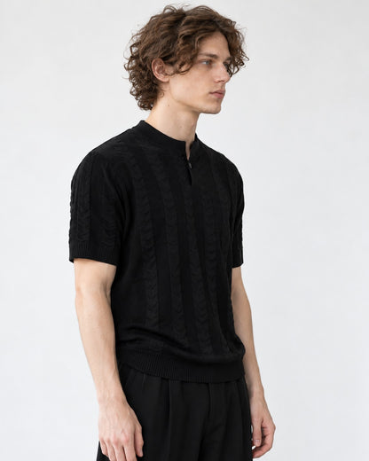 Ribbed Knit Polo