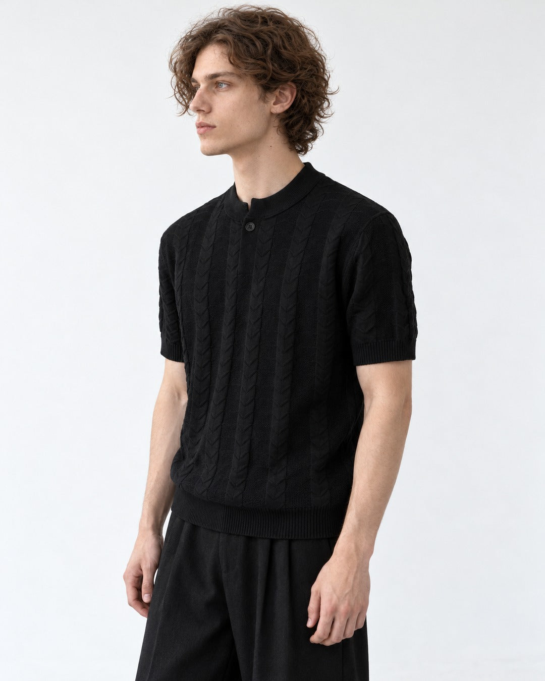 Ribbed Knit Polo
