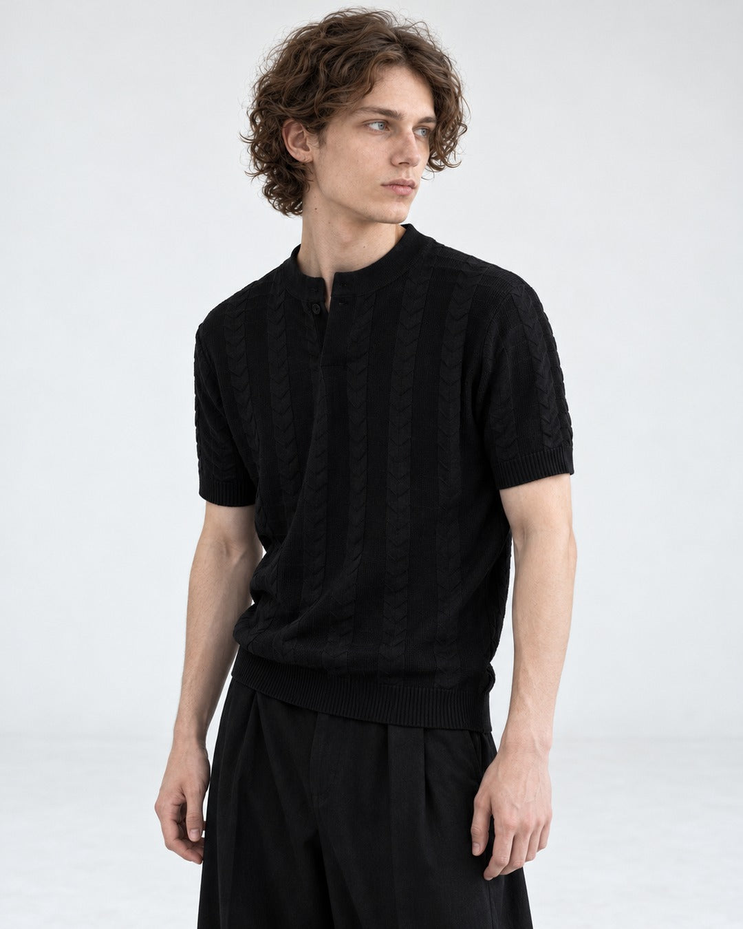 Ribbed Knit Polo