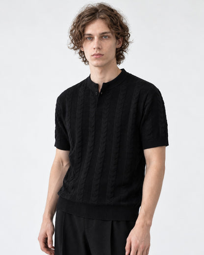 Ribbed Knit Polo