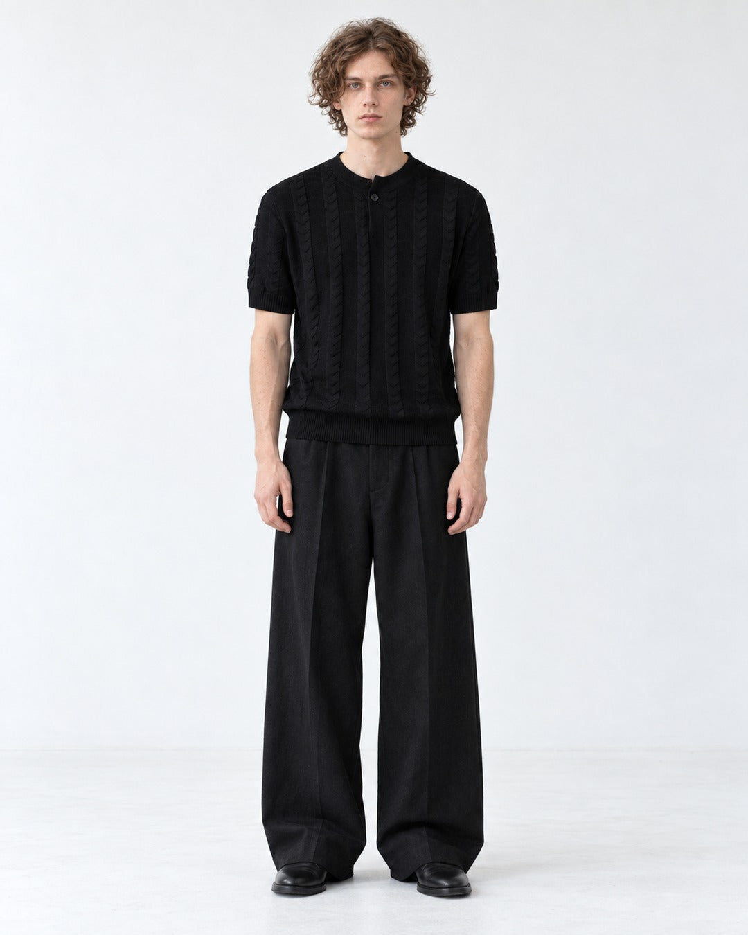 Ribbed Knit Polo