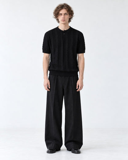 Ribbed Knit Polo