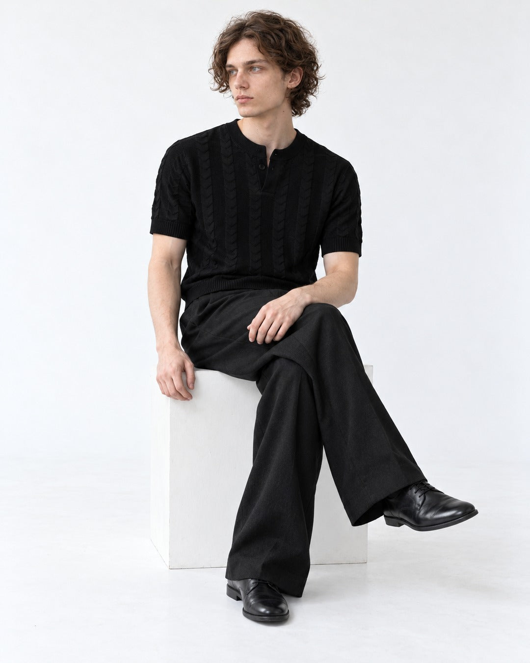 Ribbed Knit Polo