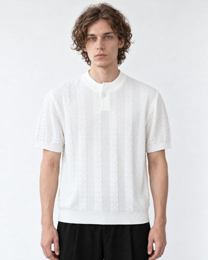 Ribbed Knit Polo