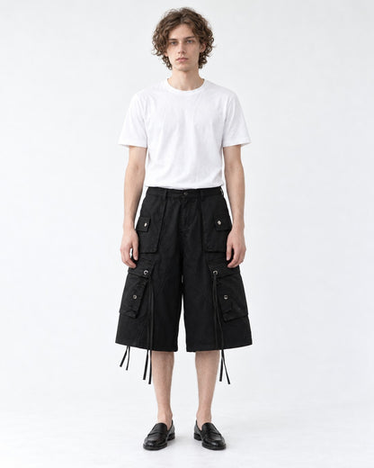 Multi-Pocket Workwear Shorts with Drawstring Hem