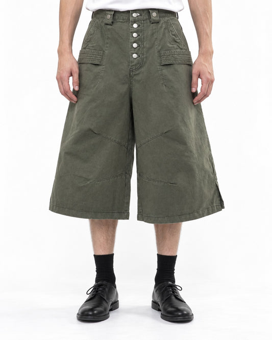 Button-Front Wide-Leg Shorts