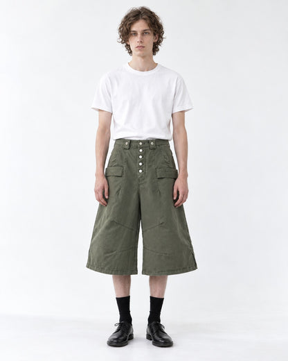 Button-Front Wide-Leg Shorts