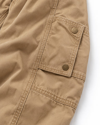 Pleated Patch-Pocket Barrel-Leg Cargo Pants