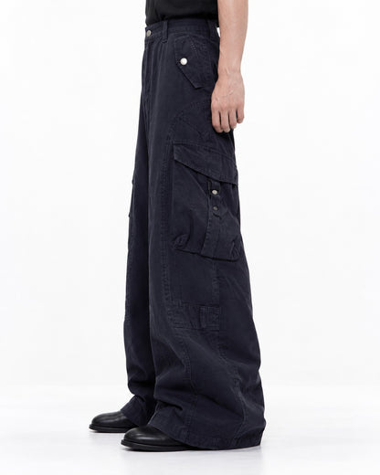 Pleated Wide-Leg Cargo Pants